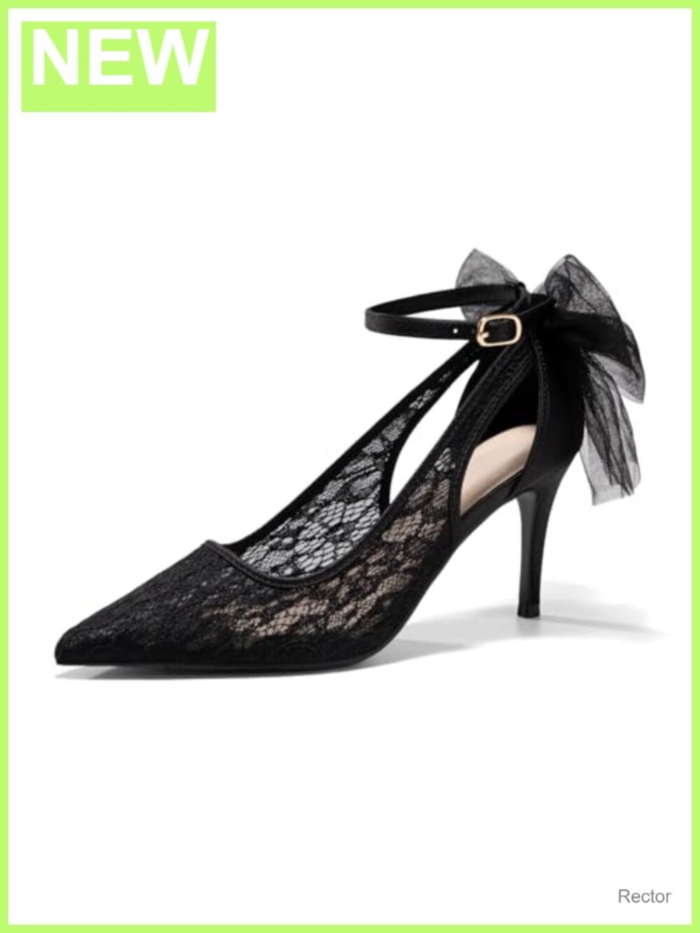 Lace Stiletto Pumps Bow Ankle Strap Wedding Party Heels Pointed Toe Women's